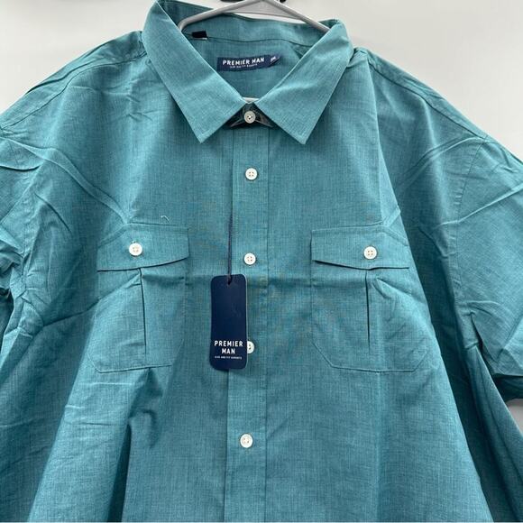 Atlas for Men SS Pilot Short Sleeve Button Down Shirt in Teal Sz 3XL NEW - Picture 2 of 10